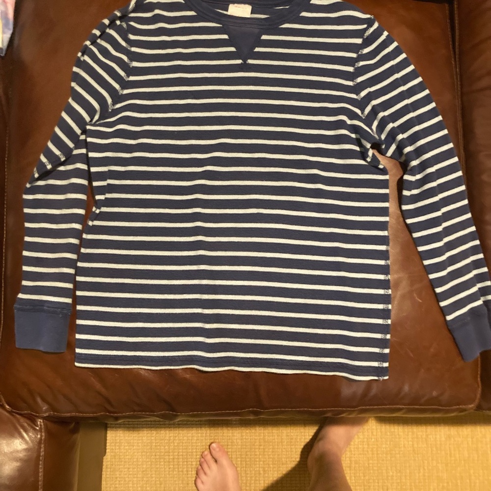 Hanna Andersson Blue and White Striped Crewneck Shirt